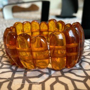Vintage Genuine Baltic Golden Amber Stretch Bracelet